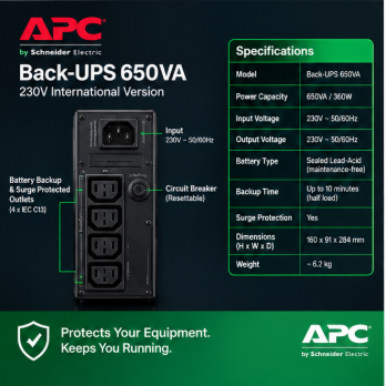 APC Back-UPS 650VA, 230V International Version | Accessories - Image 2
