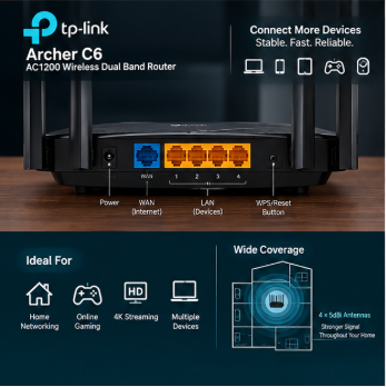 TP-Link Archer C6 AC1200 Wireless Dual Band Router - Image 4